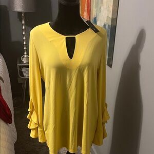 Melissa Paige Yellow Blouse with Ruffle Sleeves